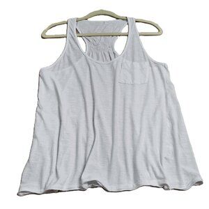 Bluenotes White Racerback Cotton Tank Top Sz XL Shirred Back Small Defect inBack